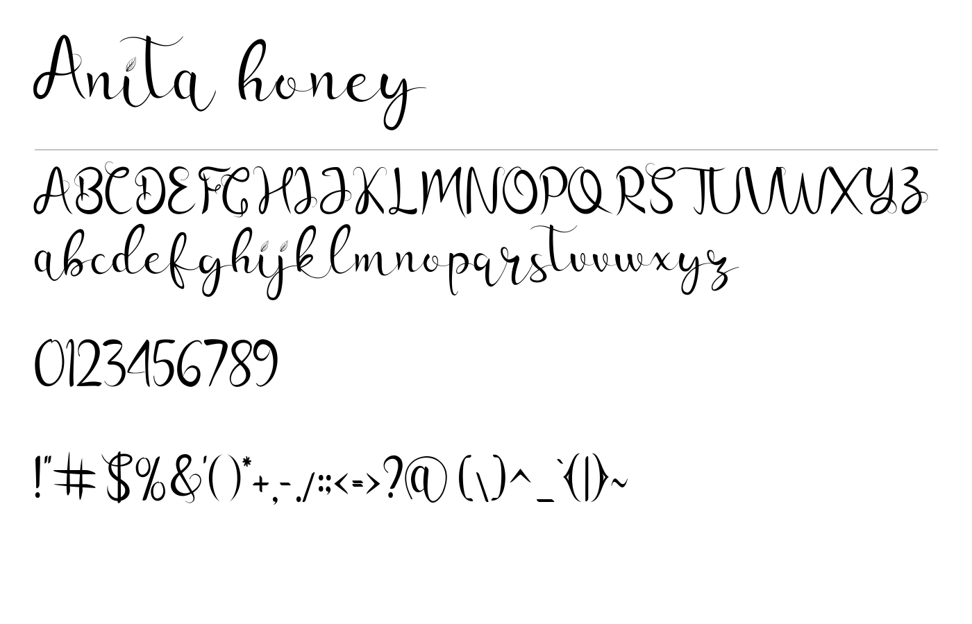 Anita honey Font preview