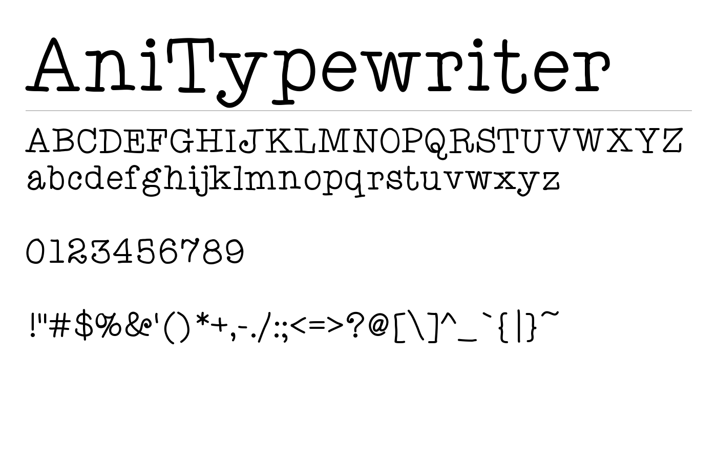 AniTypewriter Font preview