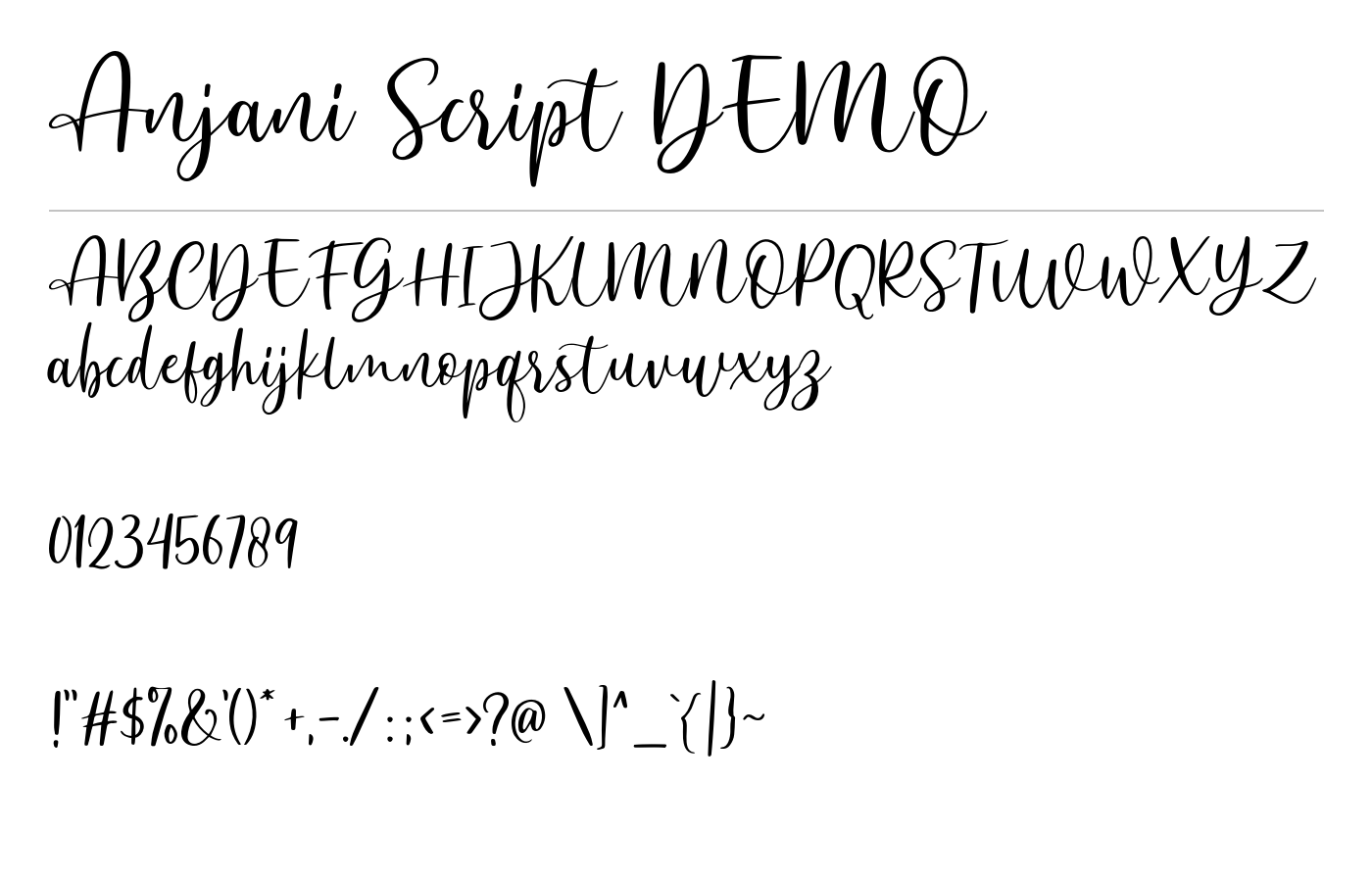 Anjani Script DEMO Font preview