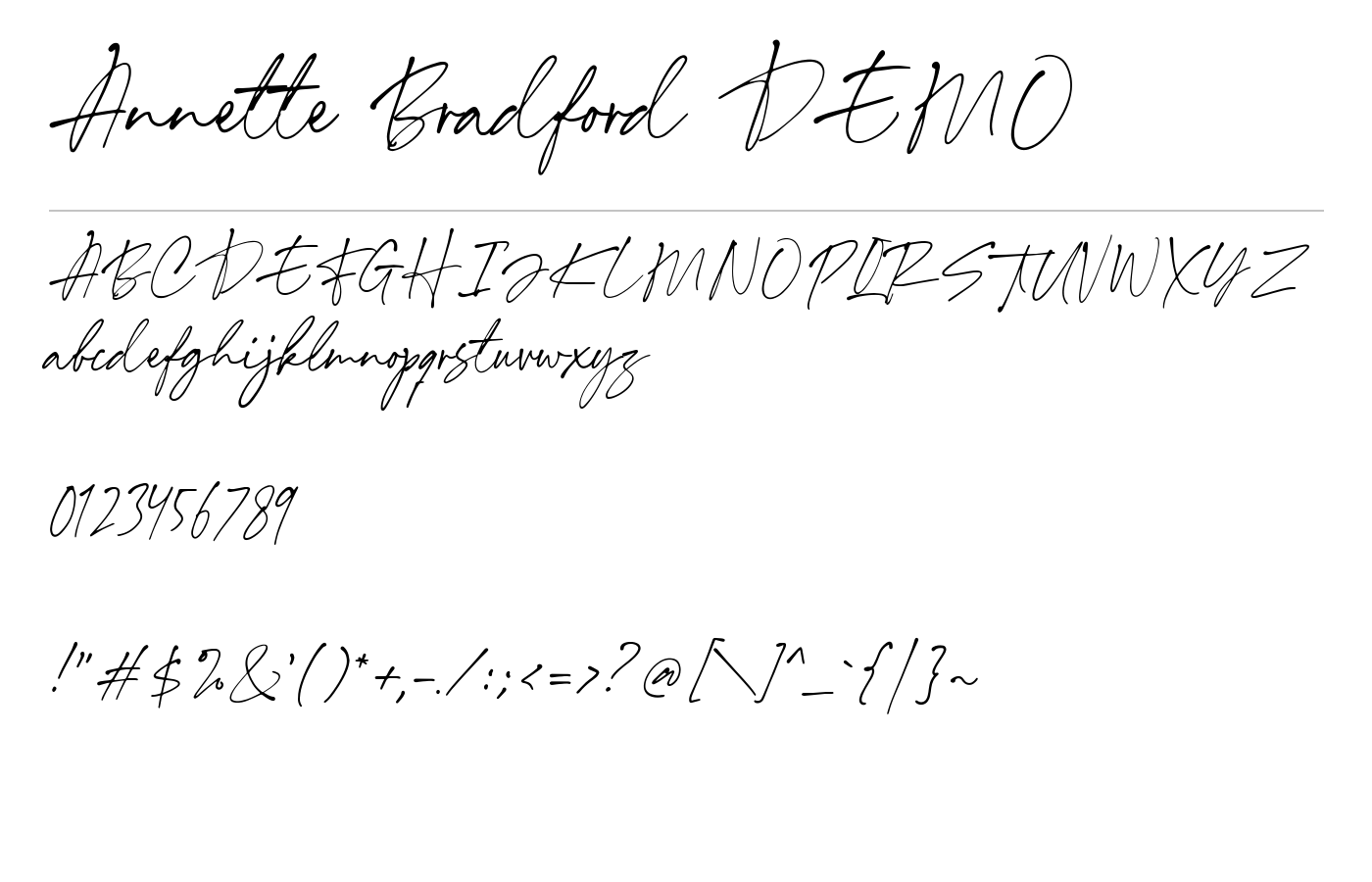 Annette Bradford DEMO Font preview