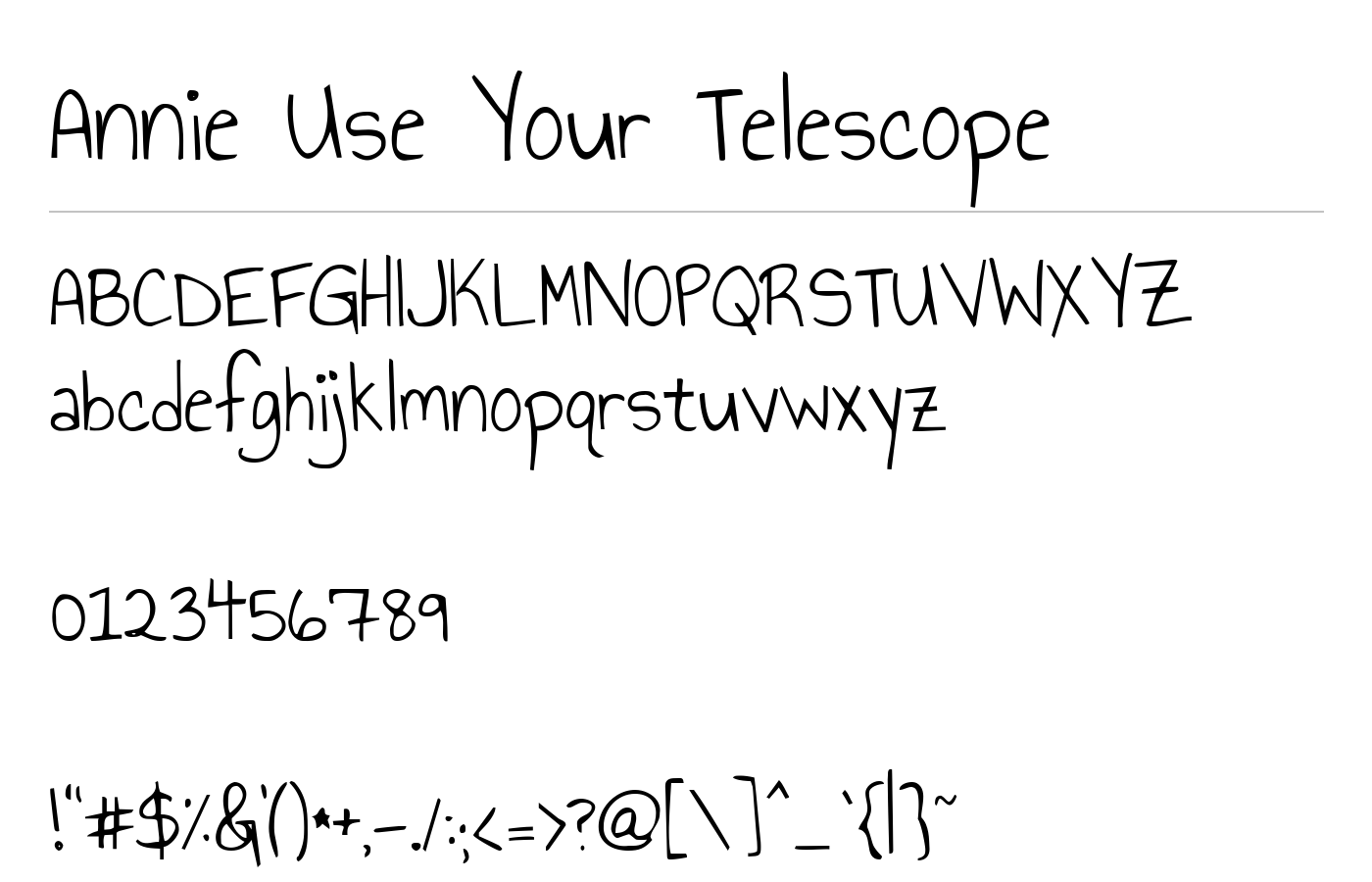 Annie Use Your Telescope Font preview
