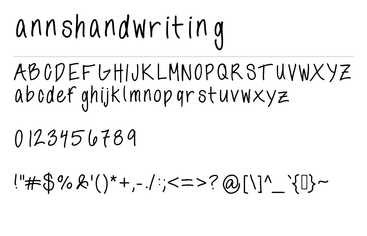 annshandwriting Font preview