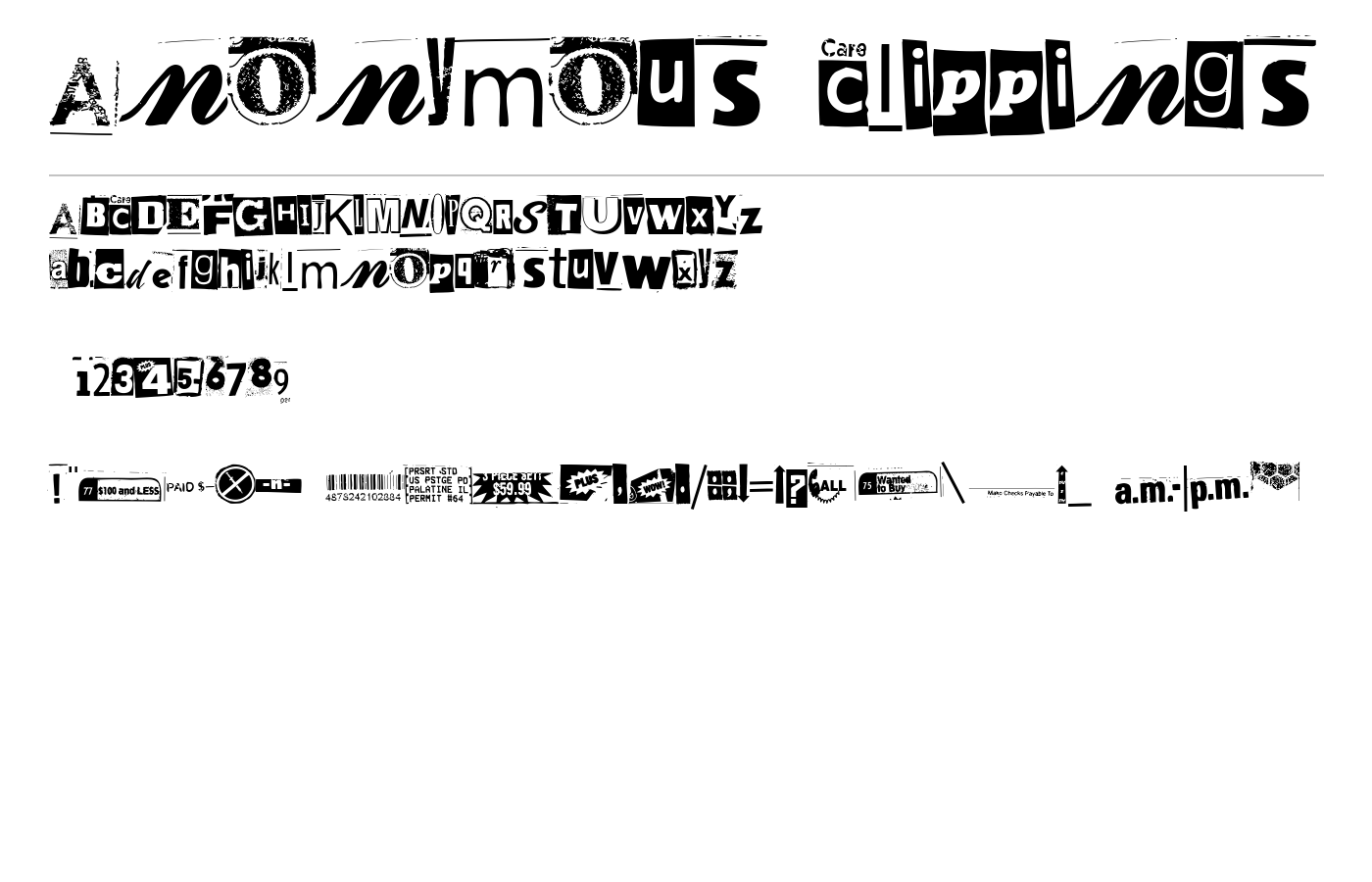 Anonymous Clippings Font preview