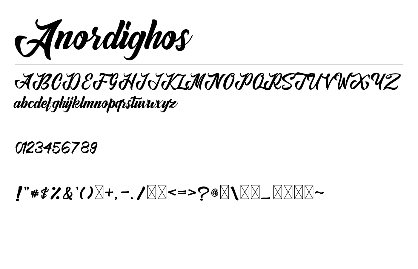 Anordighos Font preview