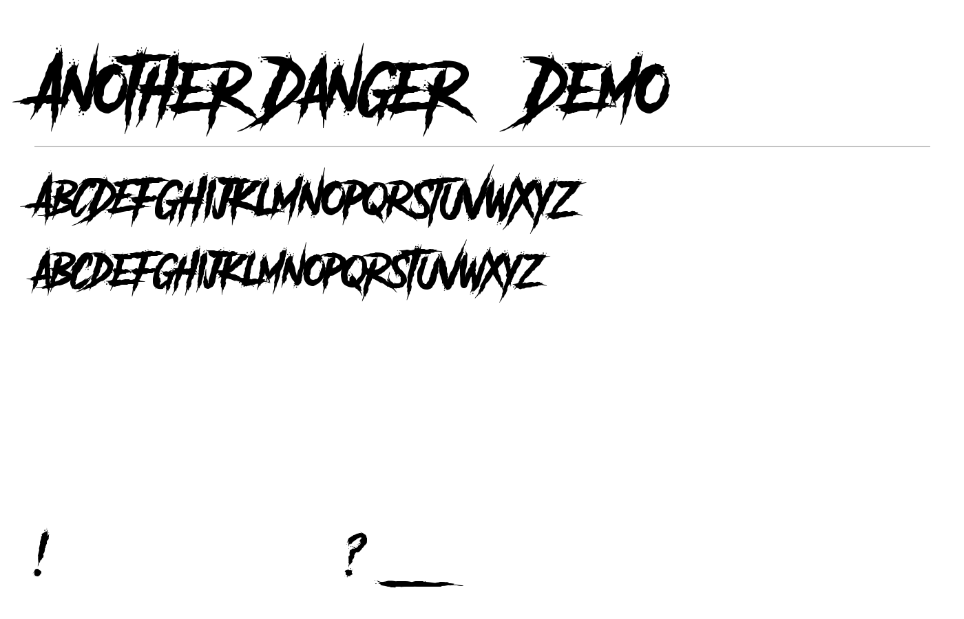 Another Danger - Demo Font preview