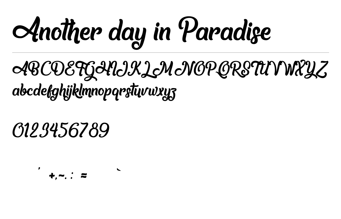 Another day in Paradise Font preview