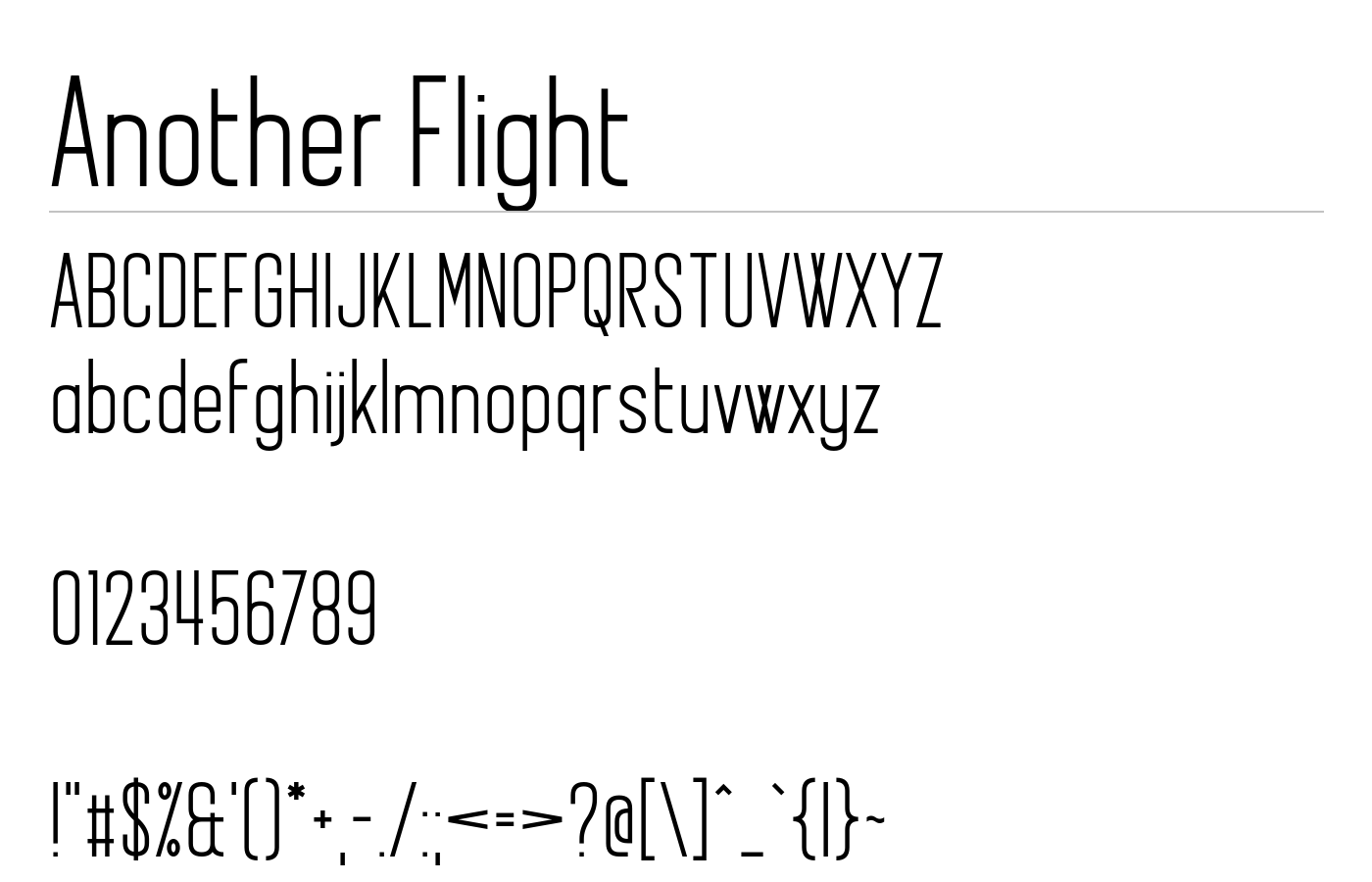 Another Flight Font preview