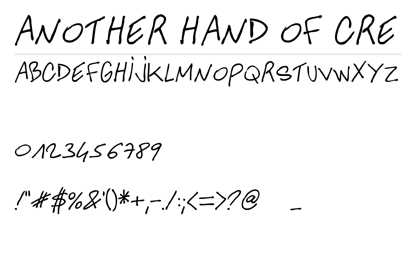 ANOTHER HAND OF CRE Font preview