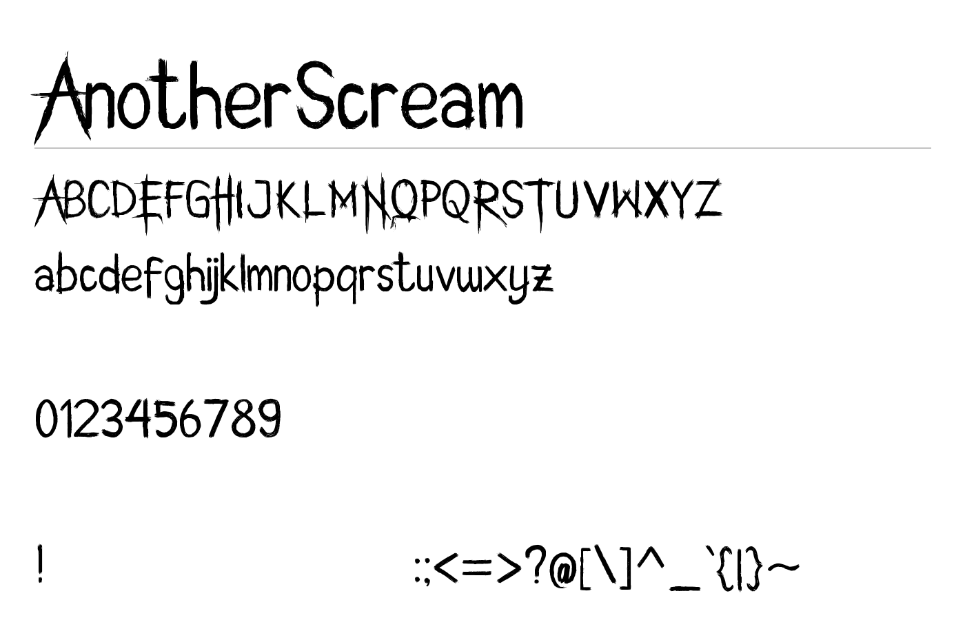 AnotherScream Font preview