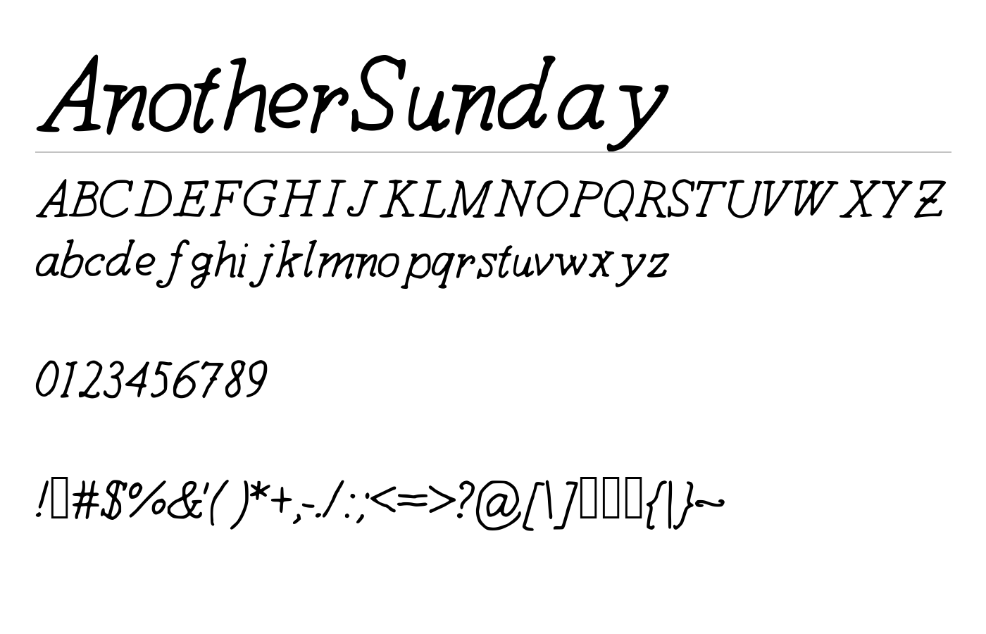 AnotherSunday Font preview