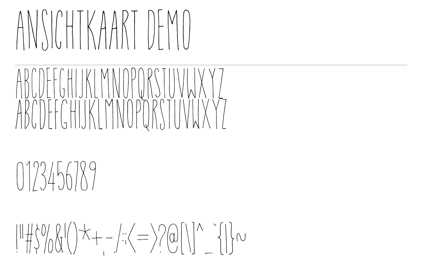 Ansichtkaart DEMO Font preview