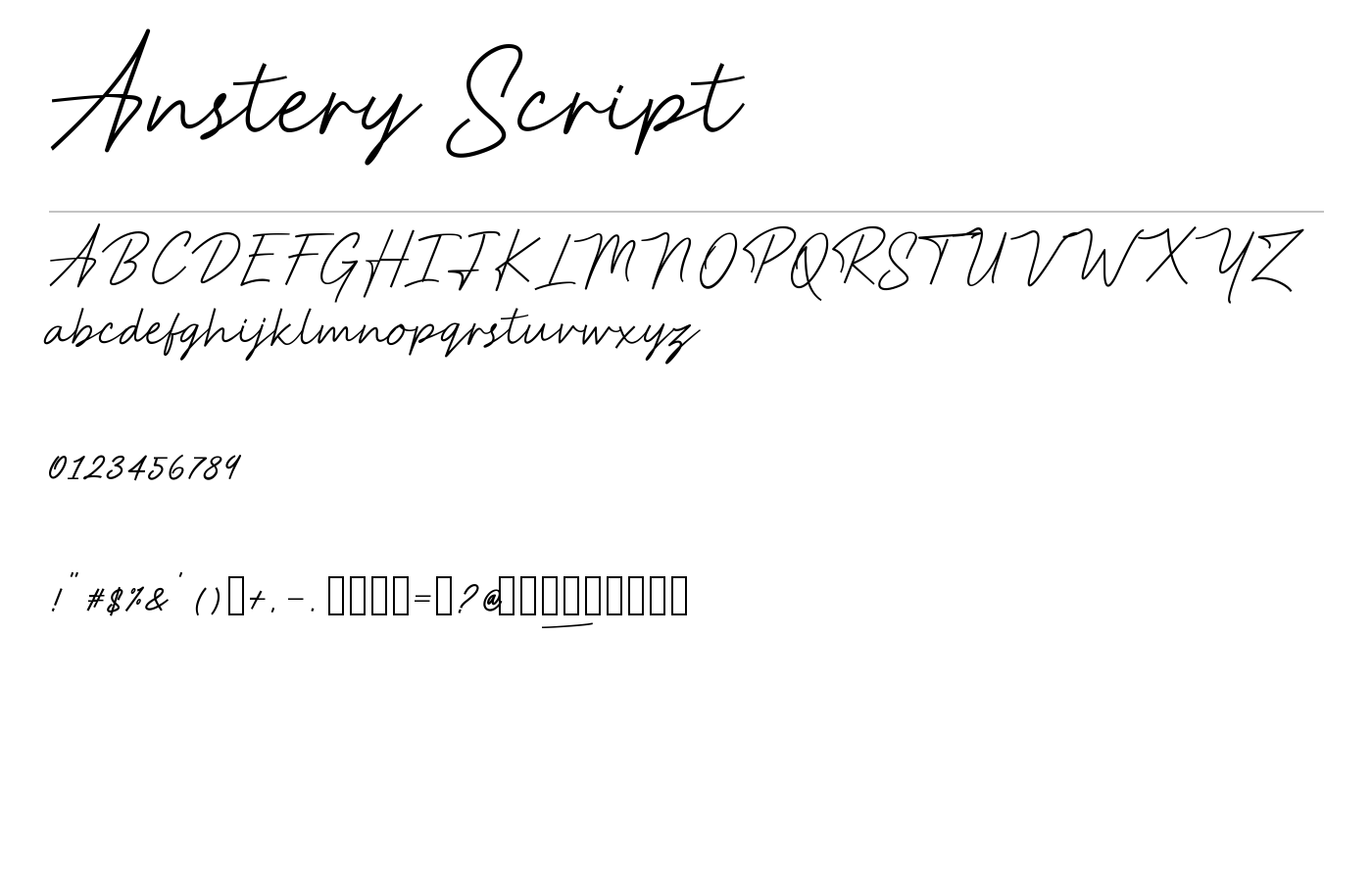 Anstery Script Font preview