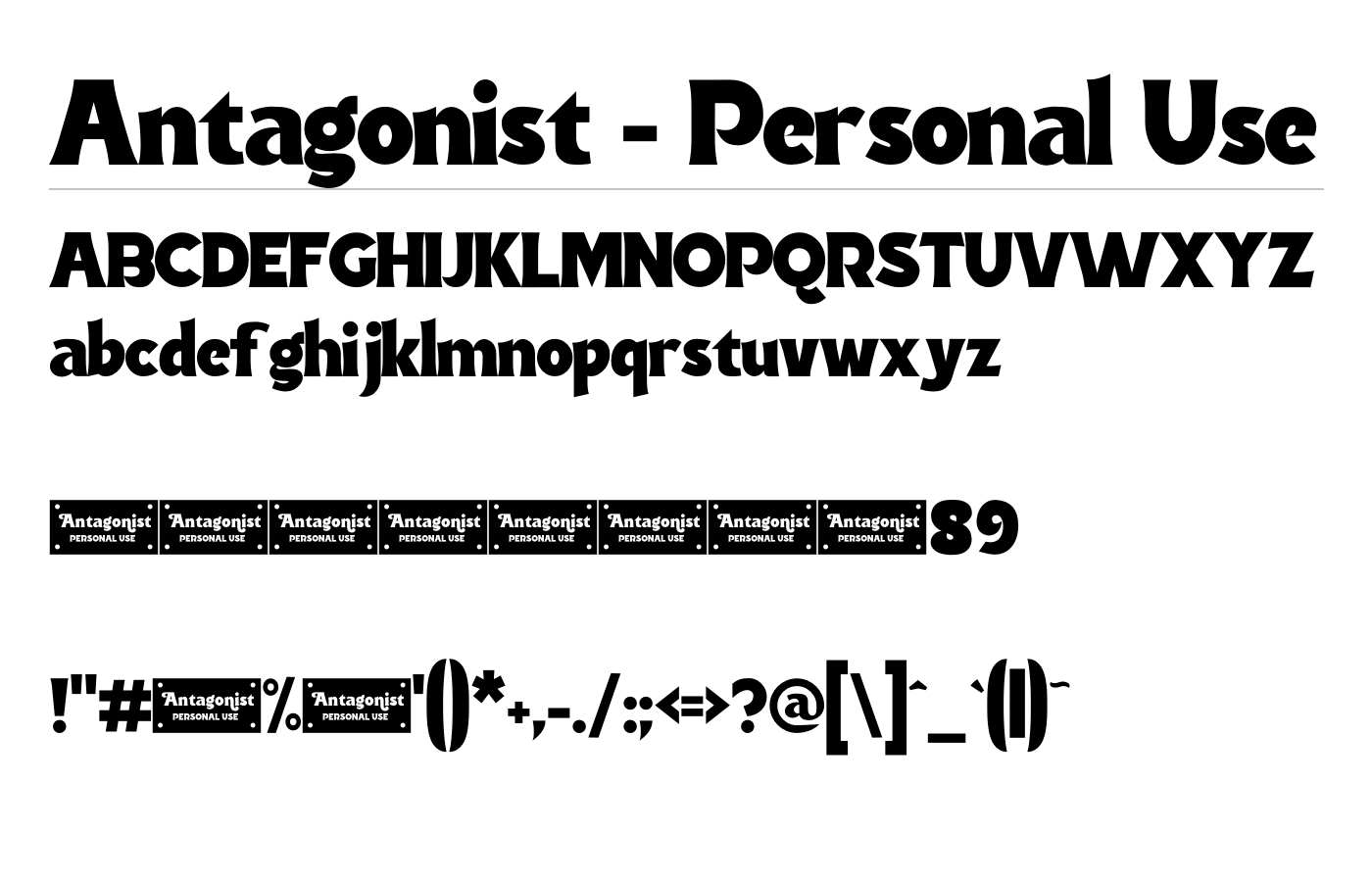 Antagonist - Personal Use Font preview