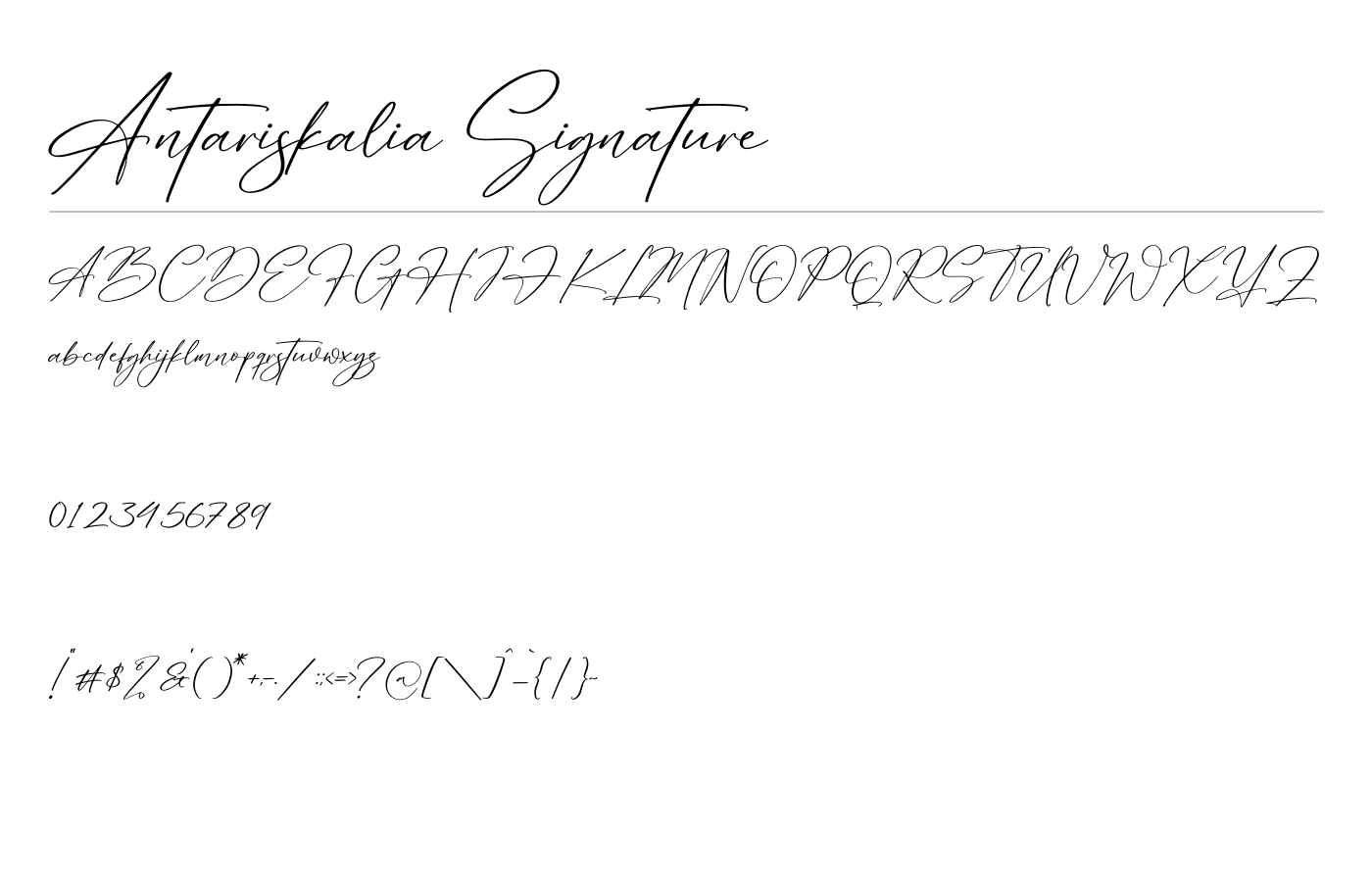 Antariskalia Signature Font preview