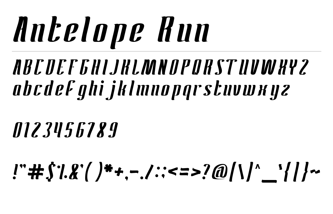 Antelope Run Font preview