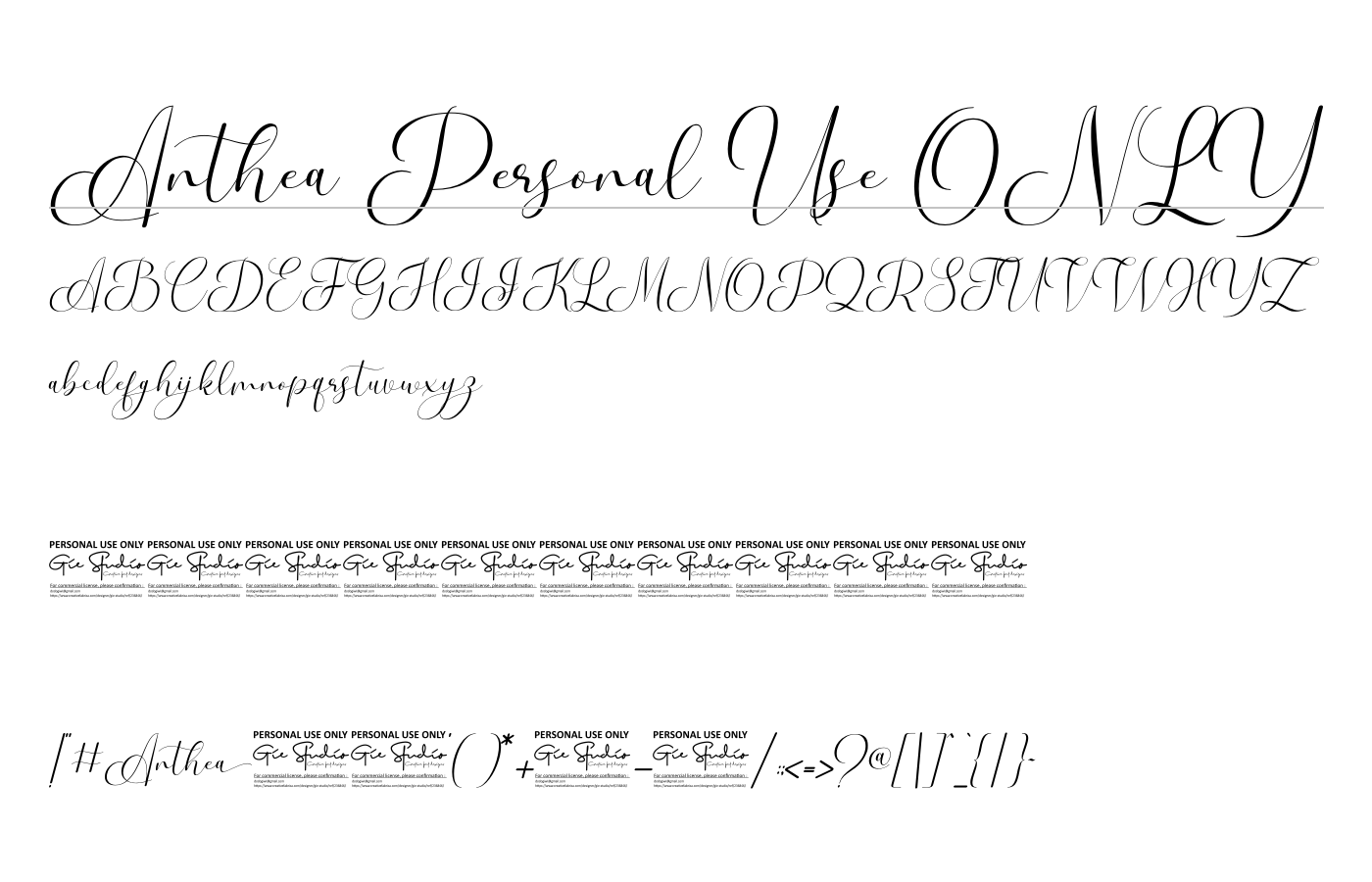 Anthea Personal Use ONLY Font preview