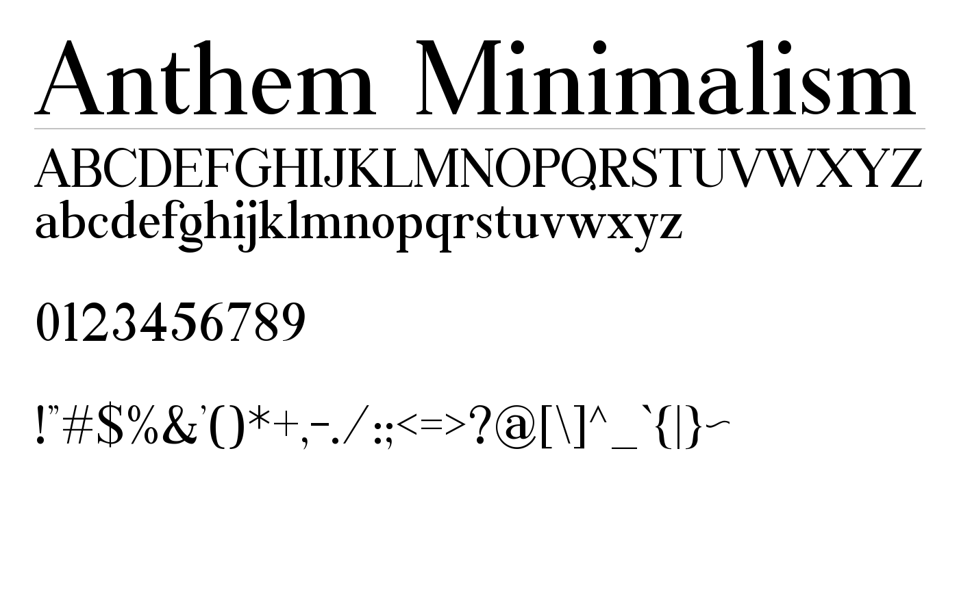 Anthem Minimalism Font preview