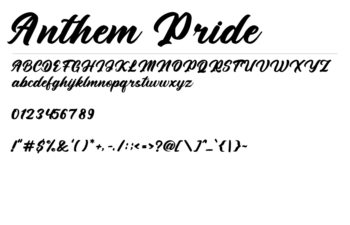Anthem Pride Font preview