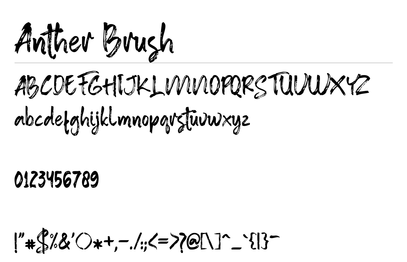 Anther Brush Font preview