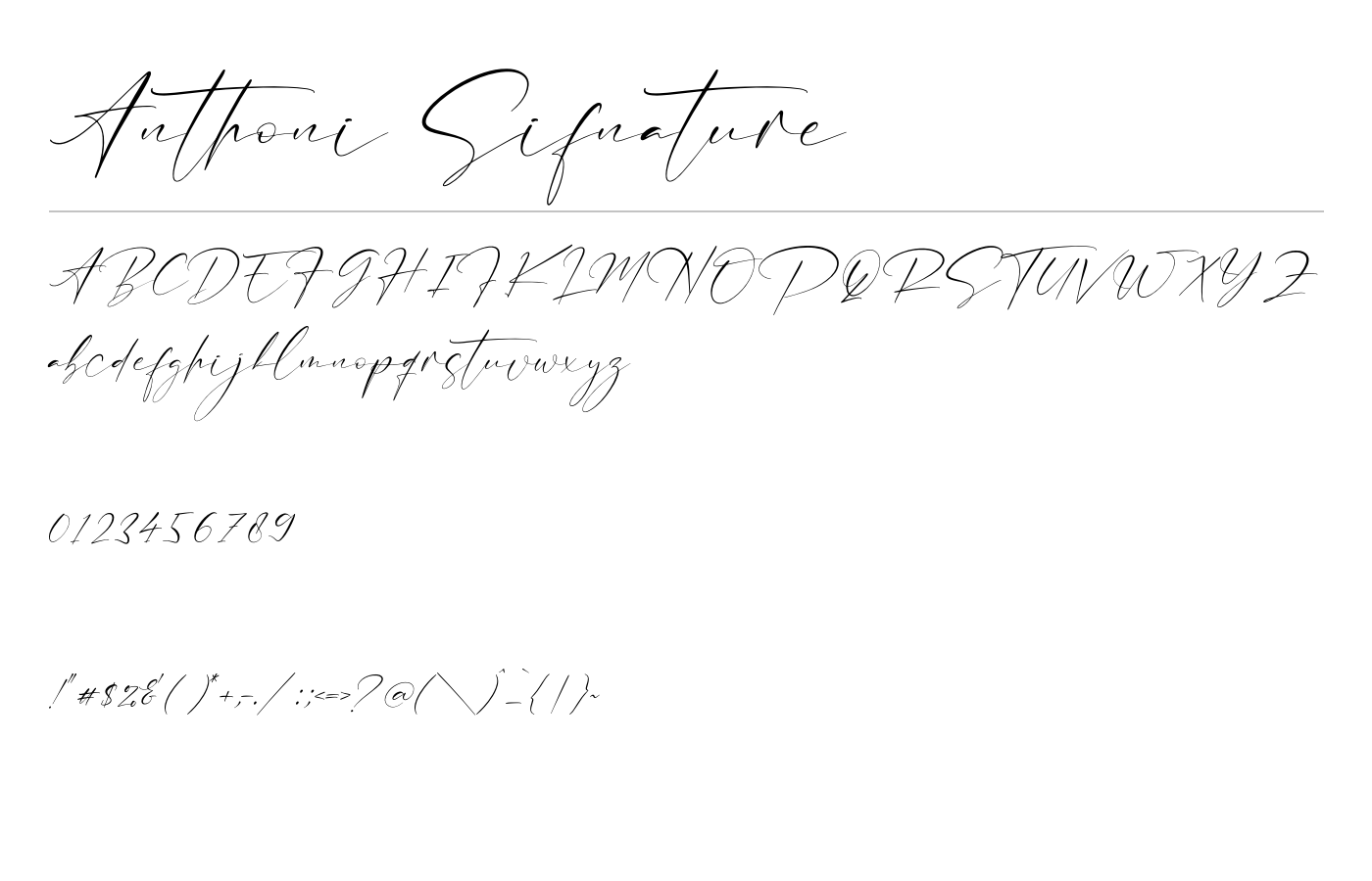 Anthoni Sifnature Font preview