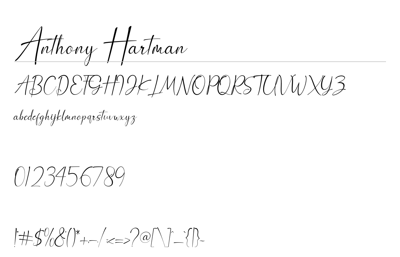 Anthony Hartman Font preview