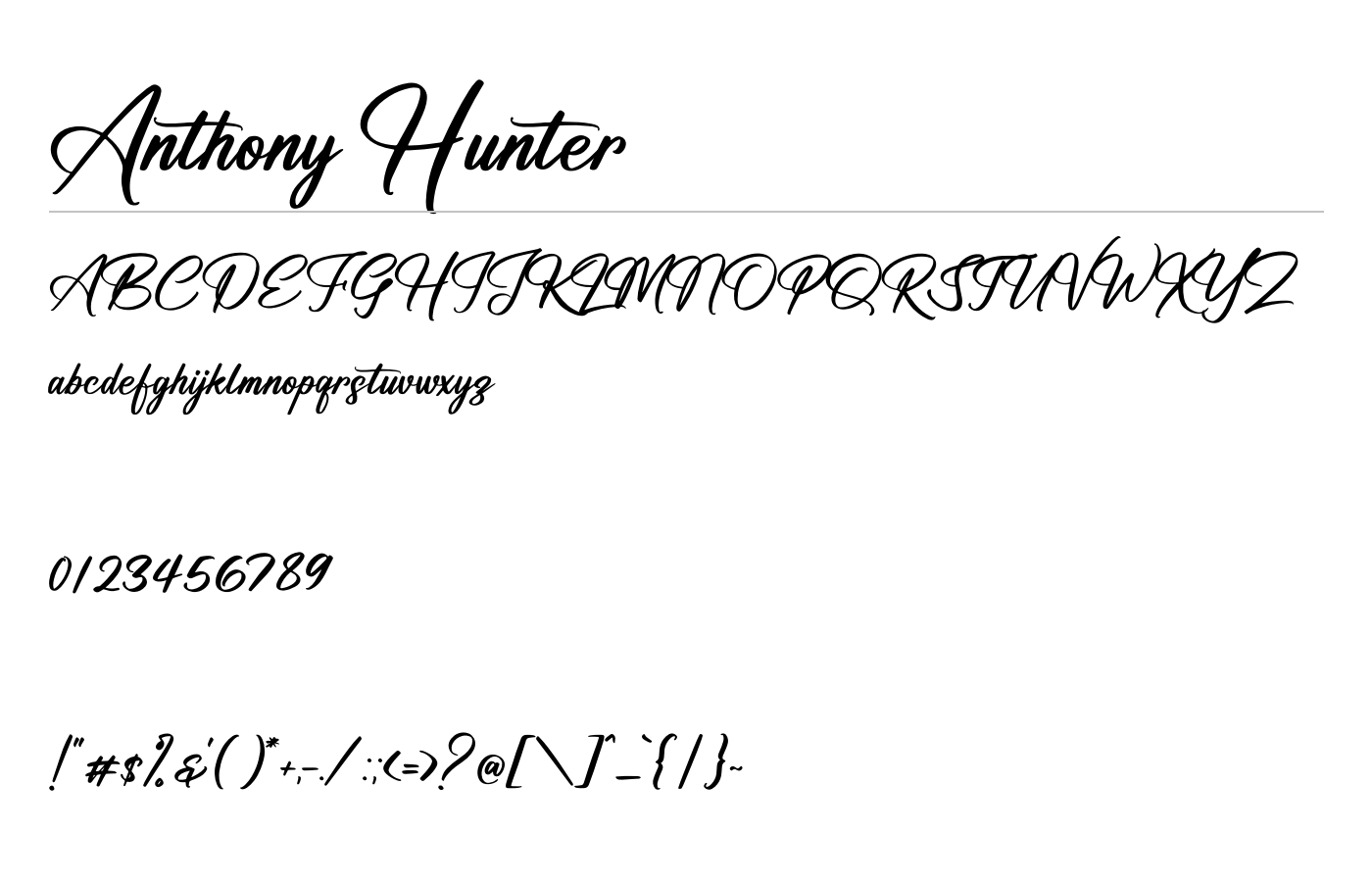 Anthony Hunter Font preview