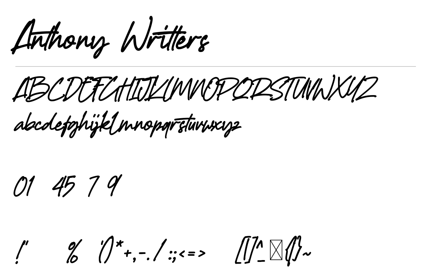 Anthony Writters Font preview