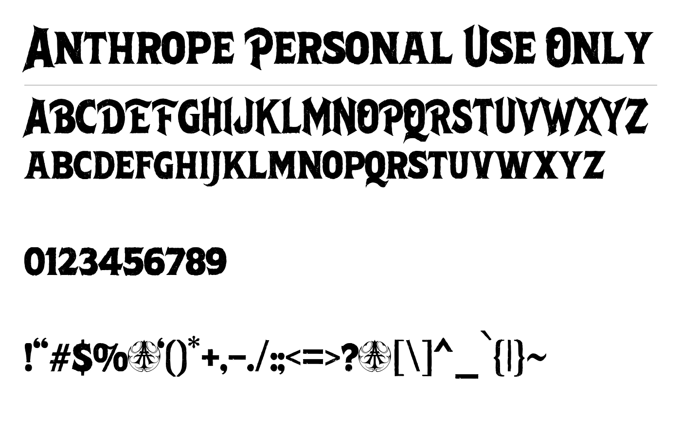 Anthrope Personal Use Only Font preview
