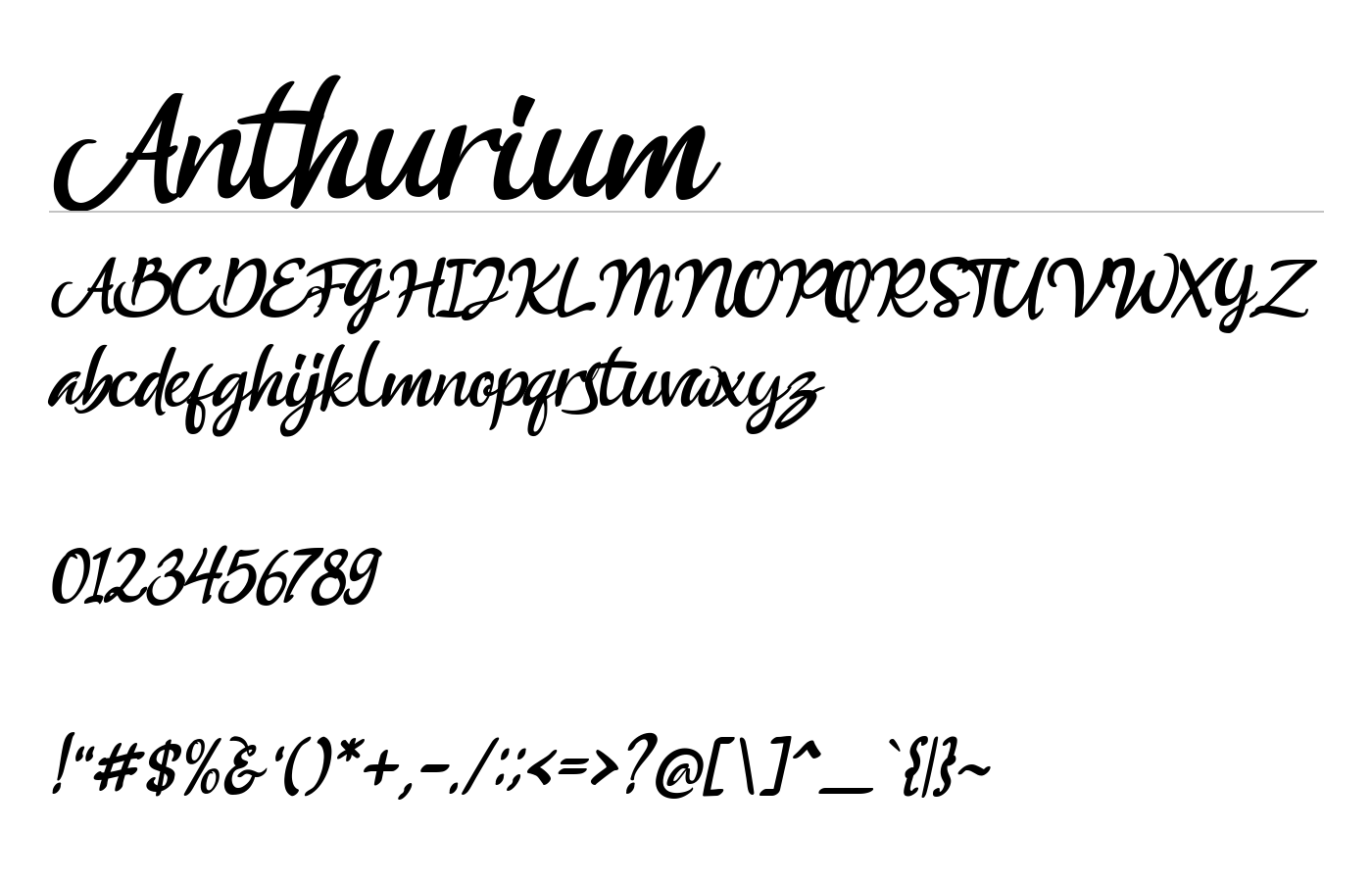 Anthurium Font preview