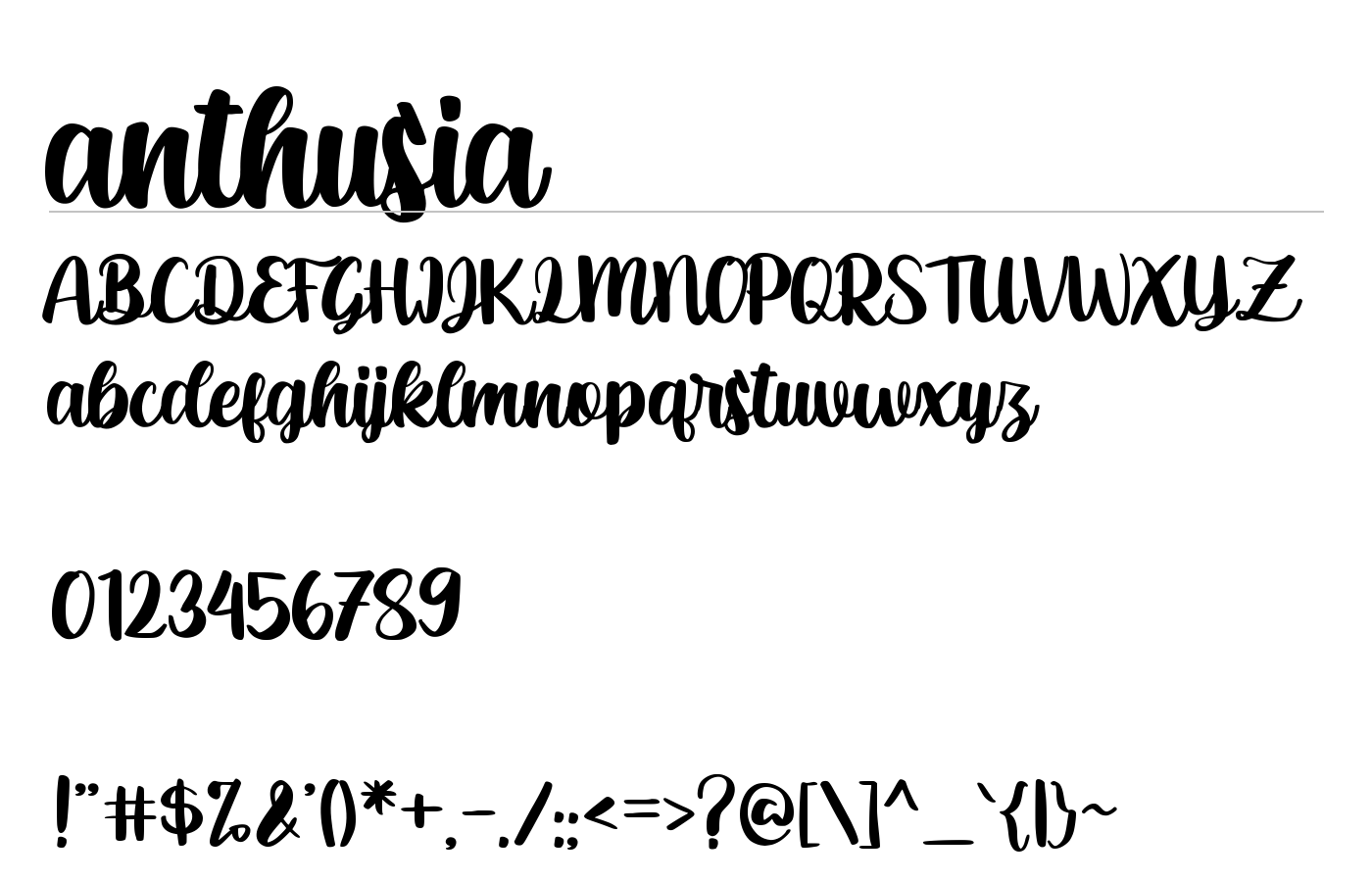 anthusia Font preview