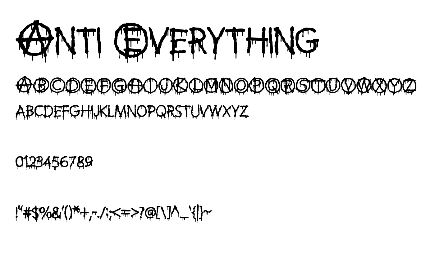 Anti Everything Font preview