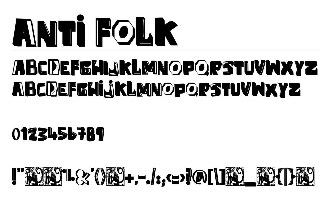 anti folk Font preview