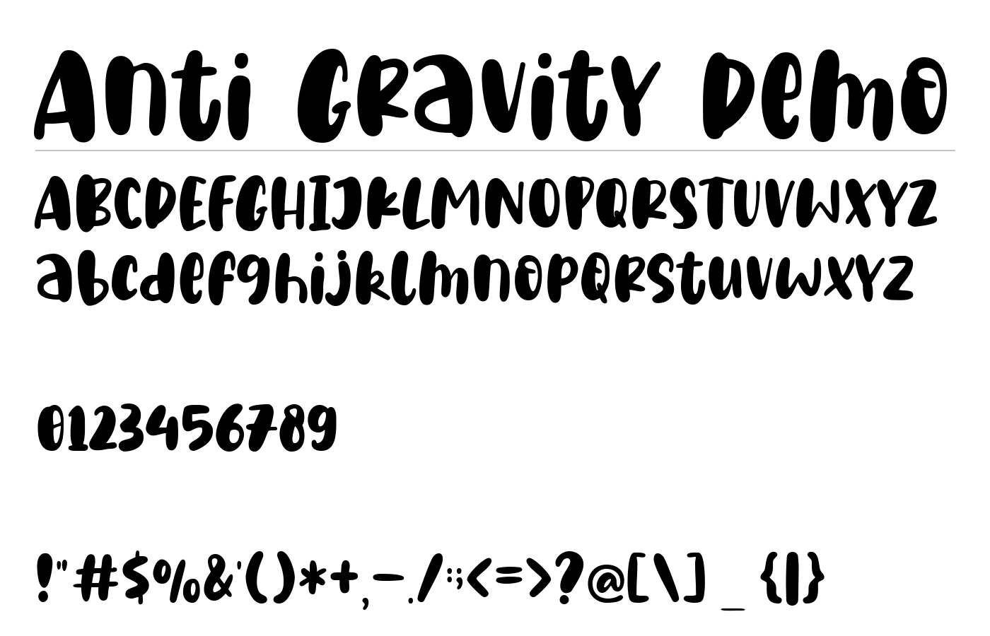 Anti Gravity Demo Font preview