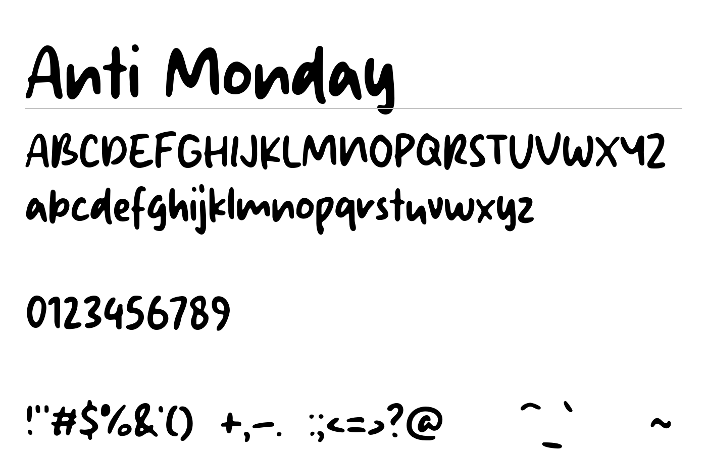 Anti Monday Font preview