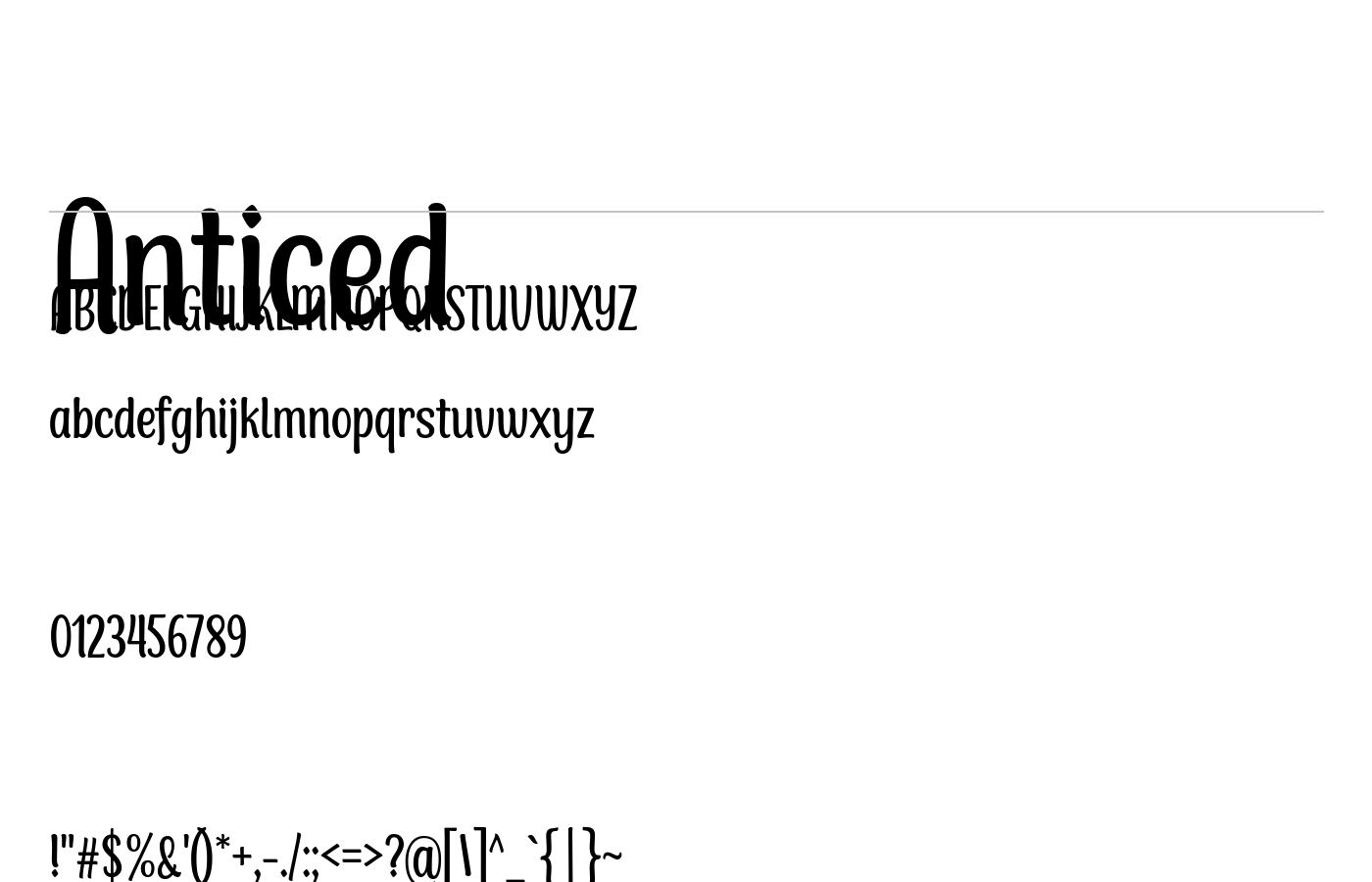 Anticed Font preview