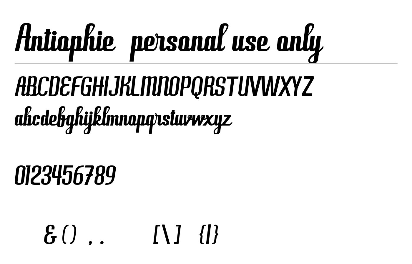 Antiophie personal use only Font preview