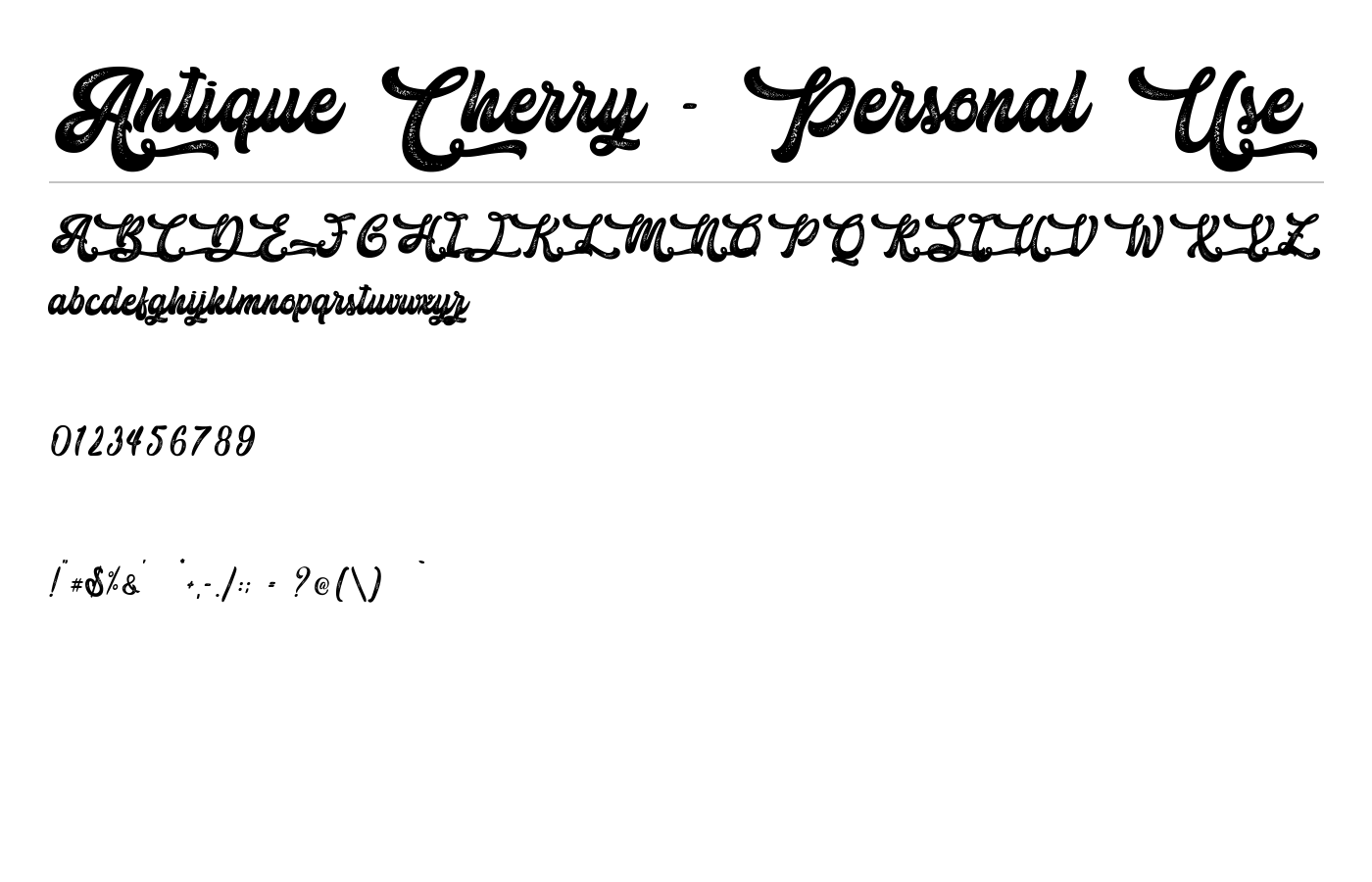 Antique Cherry - Personal Use Font preview
