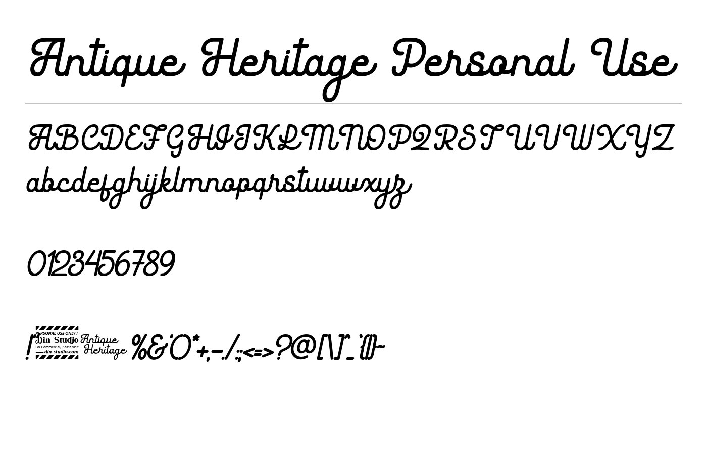 Antique Heritage Personal Use Font preview