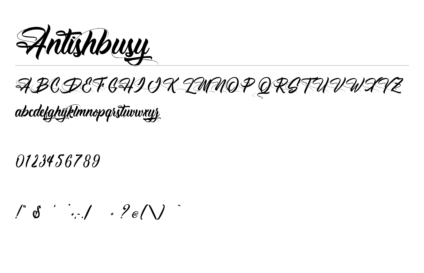 Antishbusy Font preview