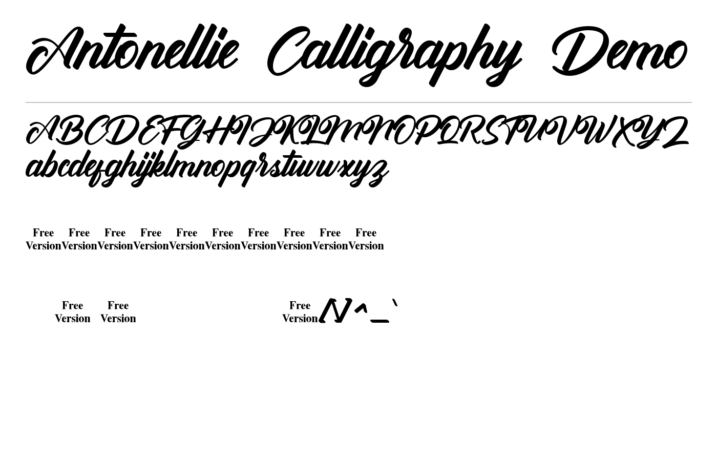 Antonellie Calligraphy Demo Font preview