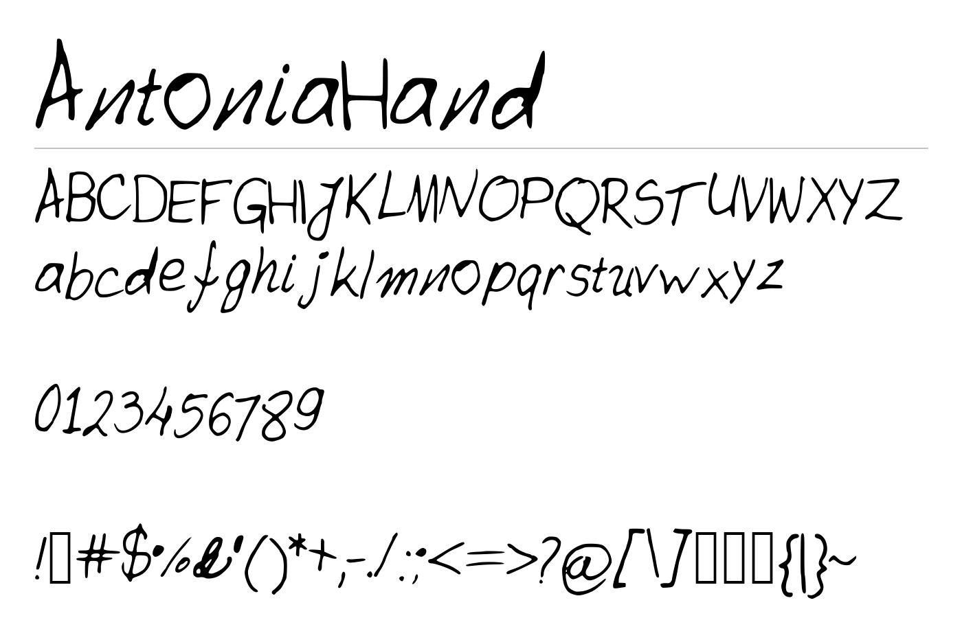 AntoniaHand Font preview