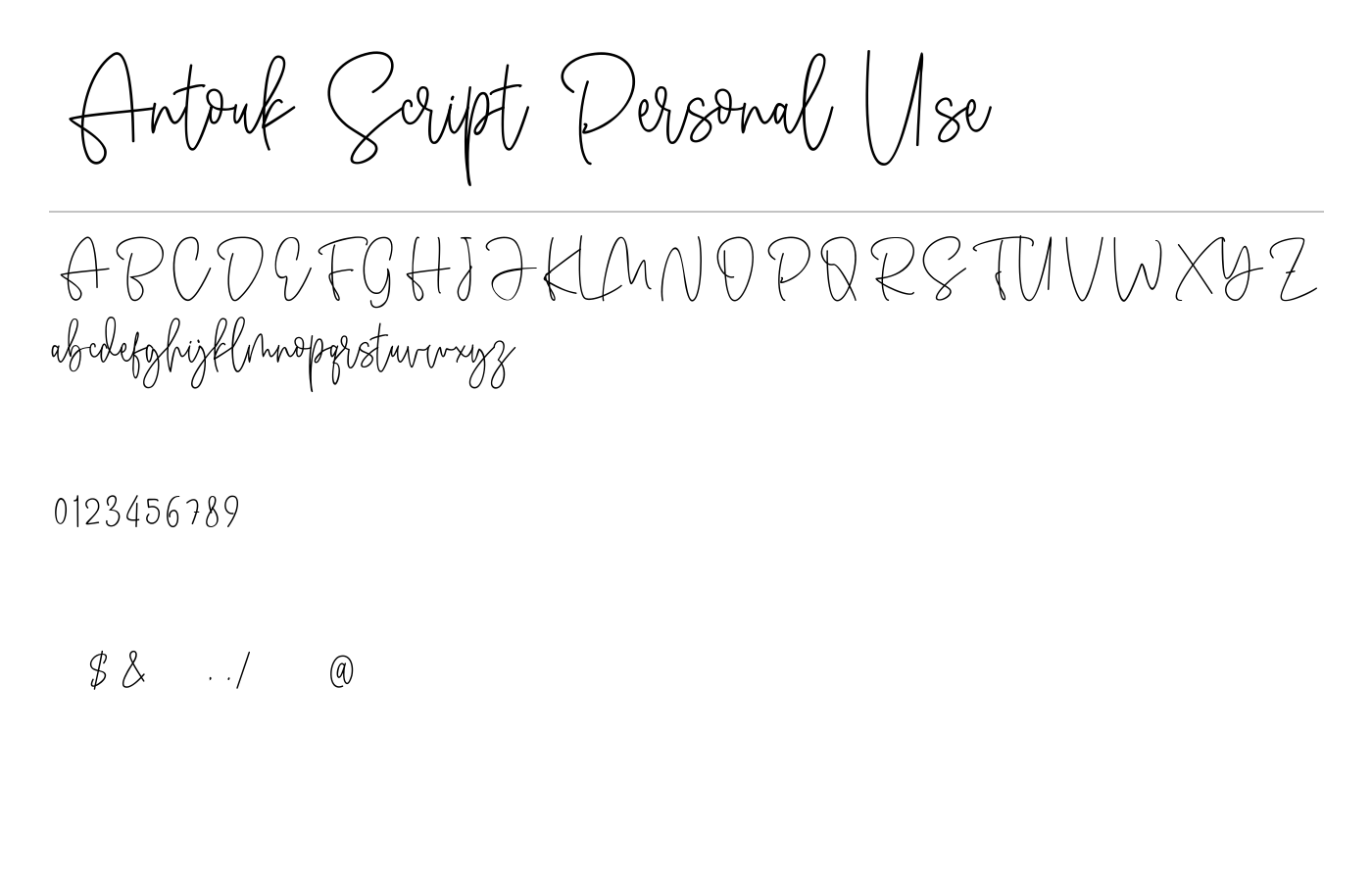 Antouk Script Personal Use Font preview