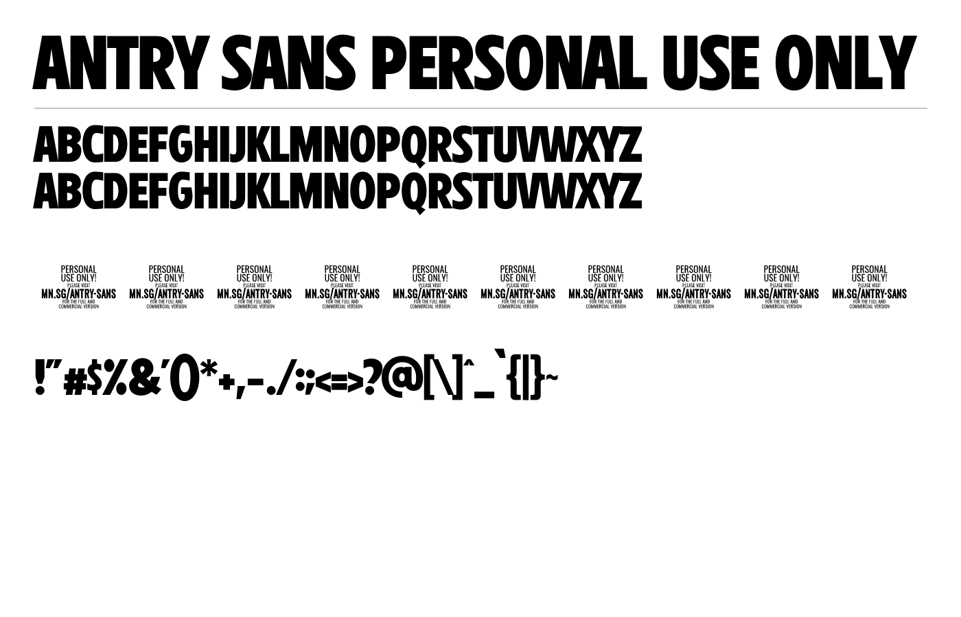 Antry Sans PERSONAL USE ONLY Font preview