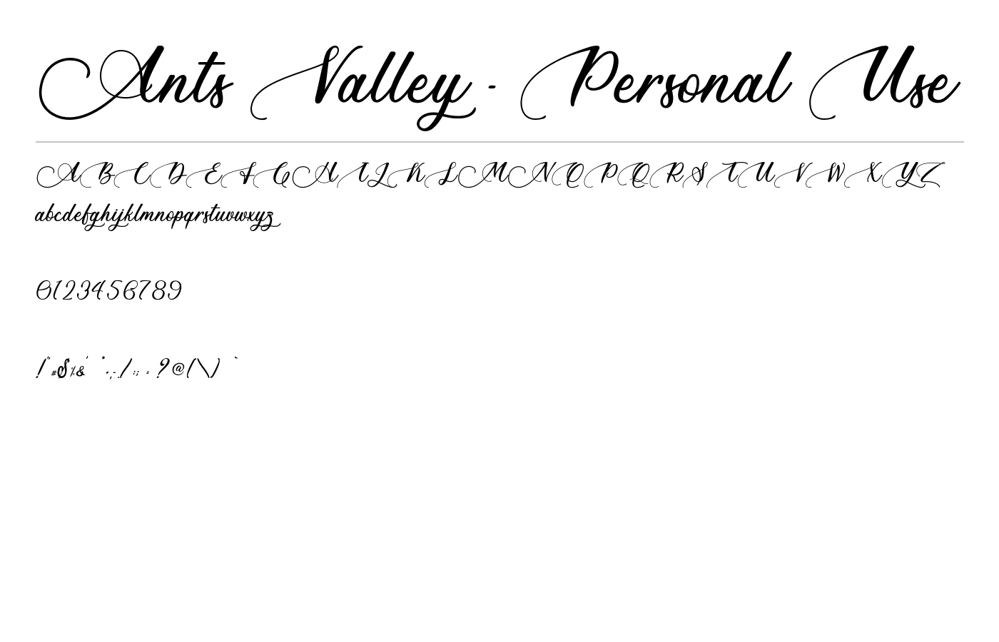 Ants Valley - Personal Use Font preview