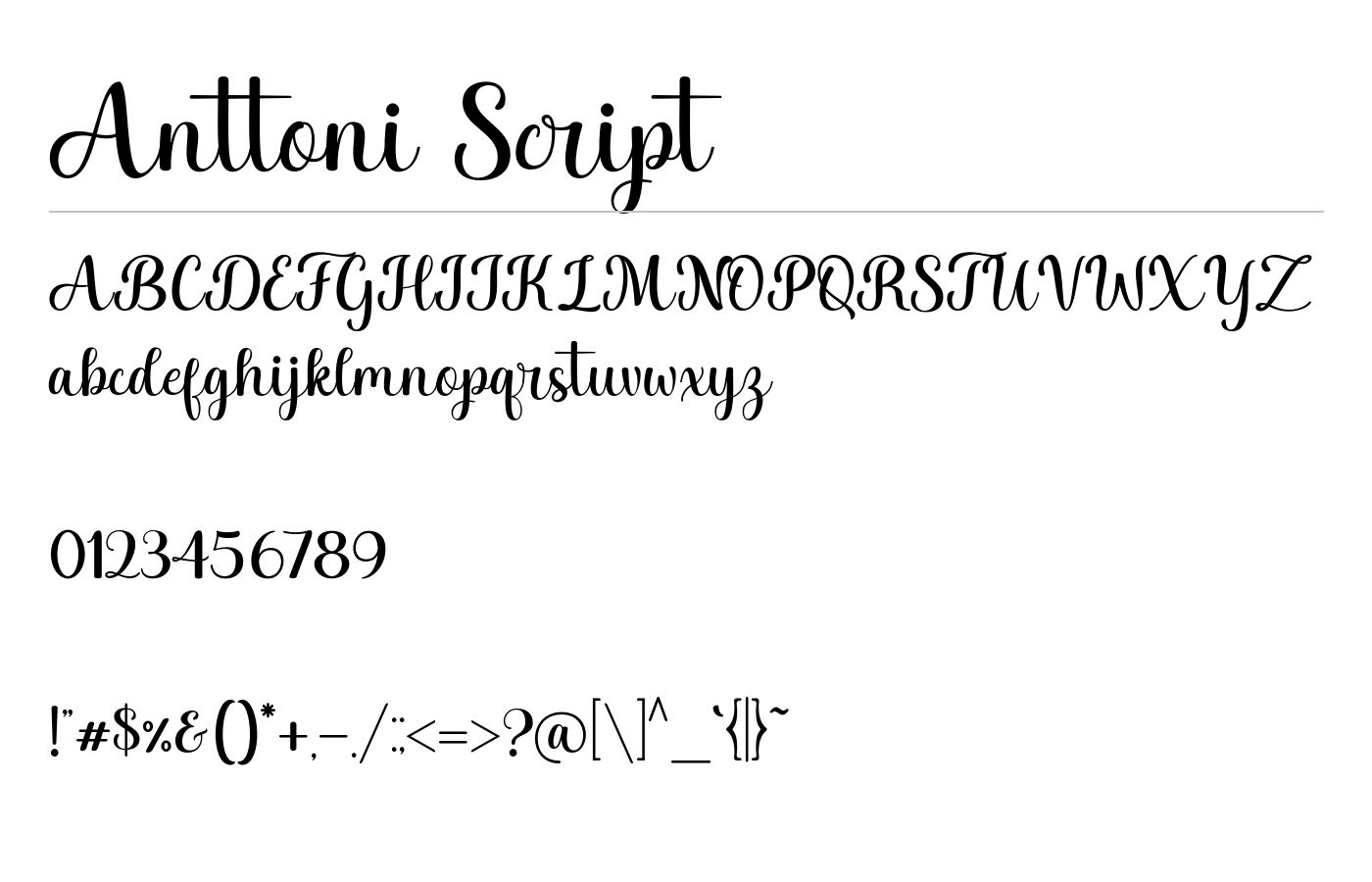 Anttoni Script Font preview