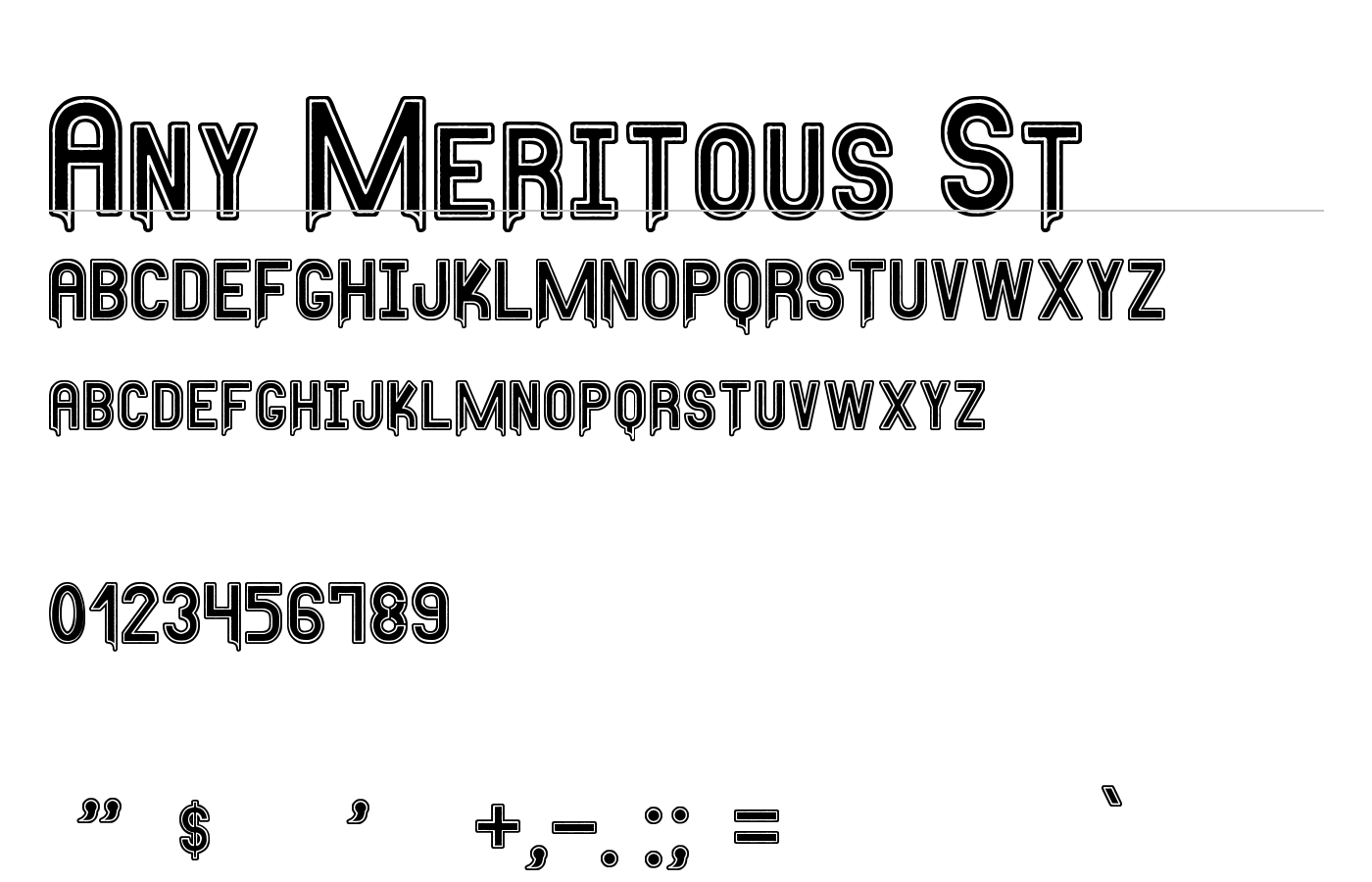 Any Meritous St Font preview