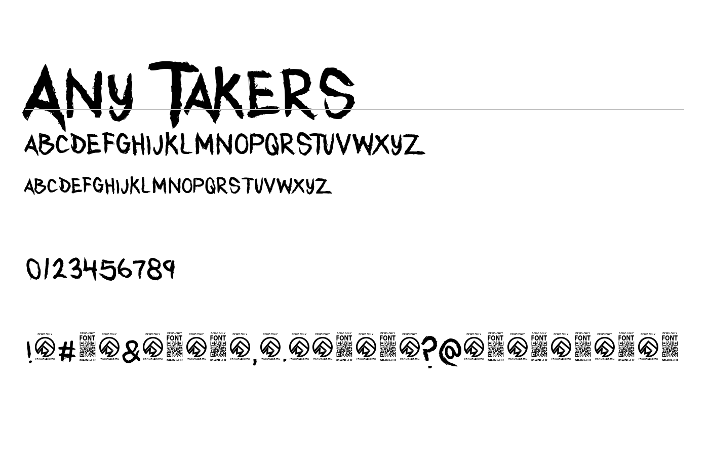 Any Takers Font preview