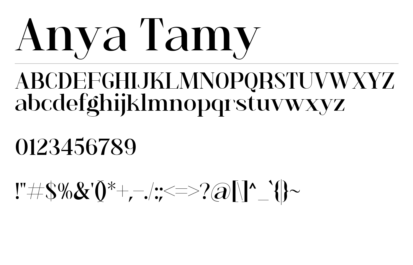 Anya Tamy Font preview