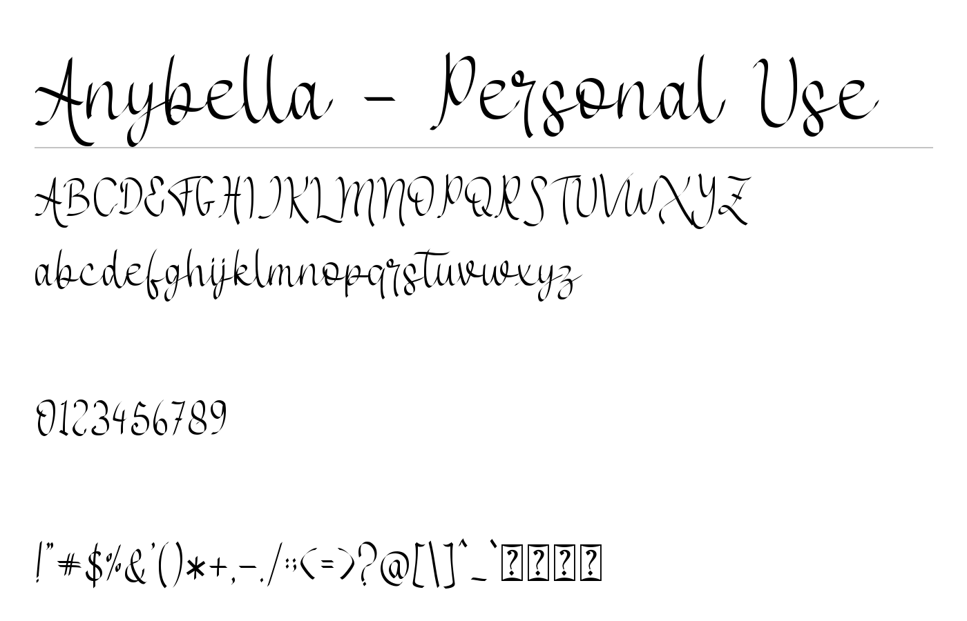 Anybella - Personal Use Font preview