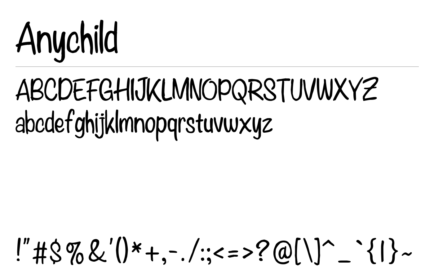 Anychild Font preview